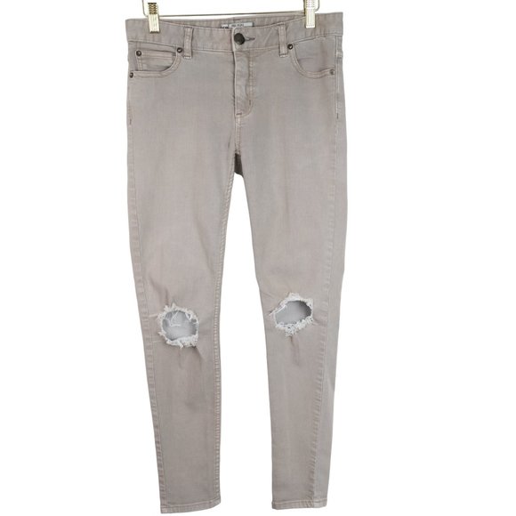 Free People Denim - Free People 61855-16515125 Beige Destroyed Skinny Jeans Size W27